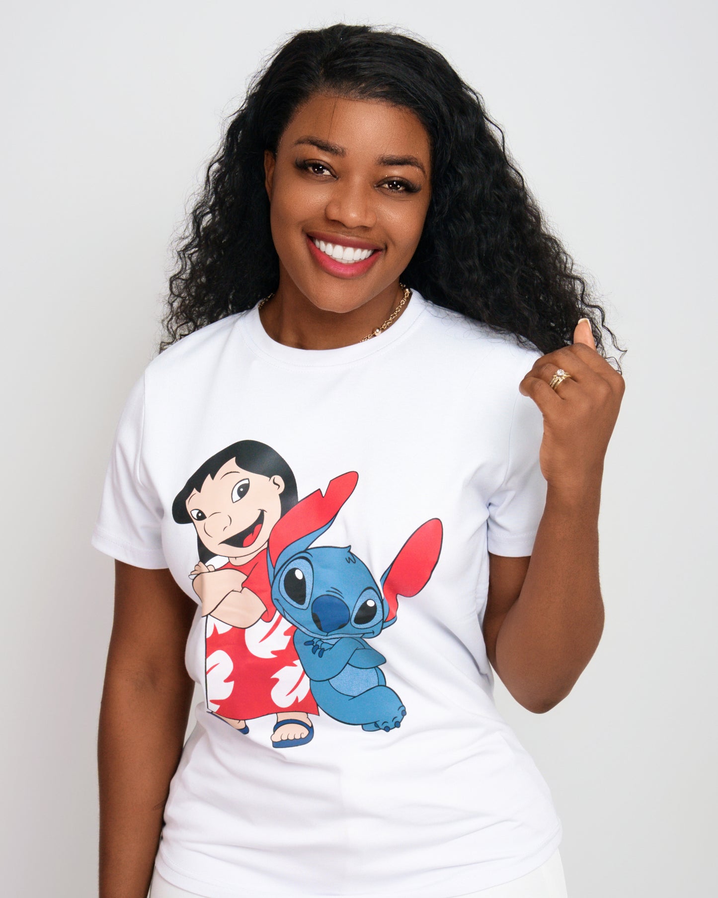 T-SHIRT FEMENINA COM MODELO LILO E O STITCH (KK35057)