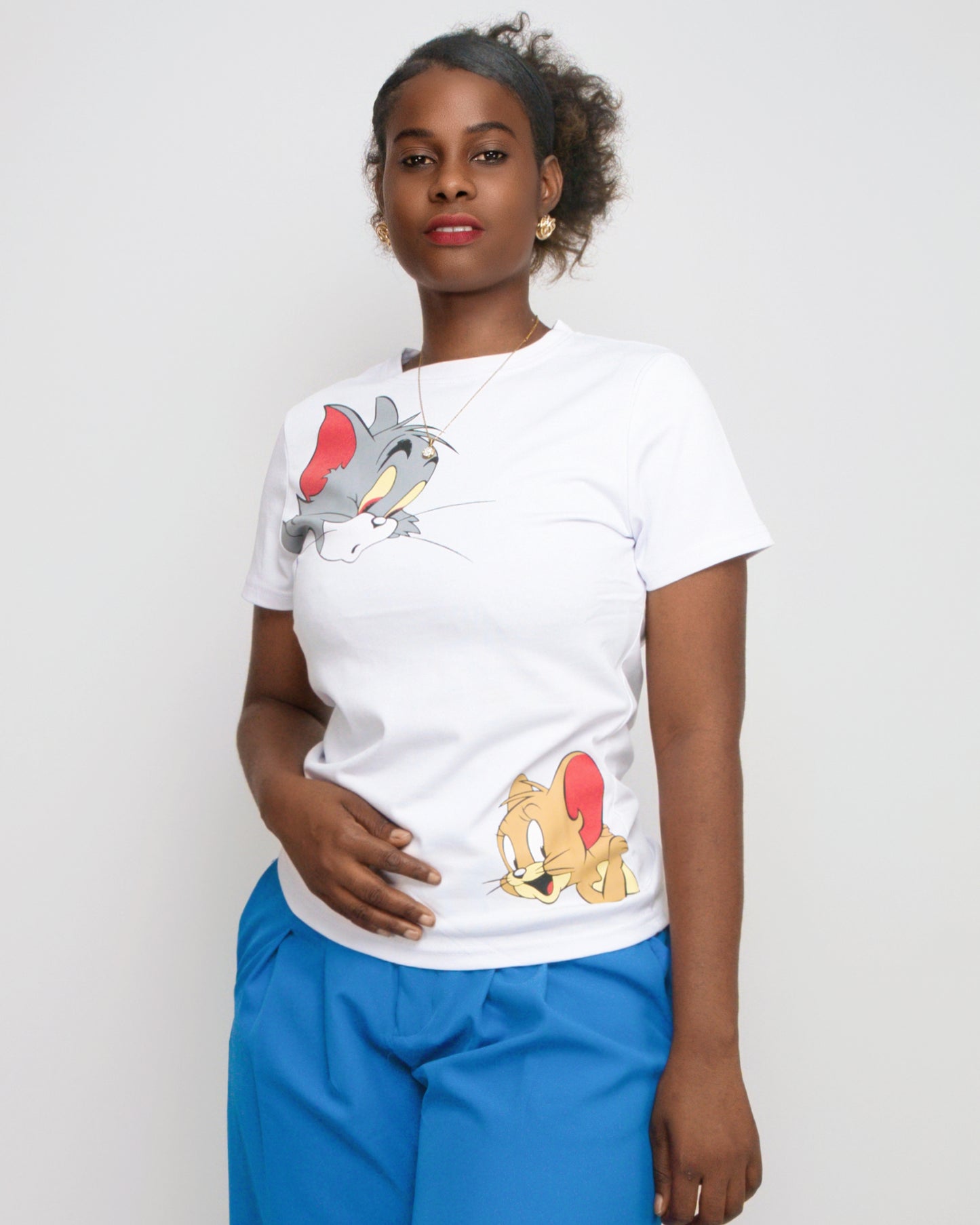 T-SHIRT FEMENINA COM MODELO TOM E JERRY (KK35058)