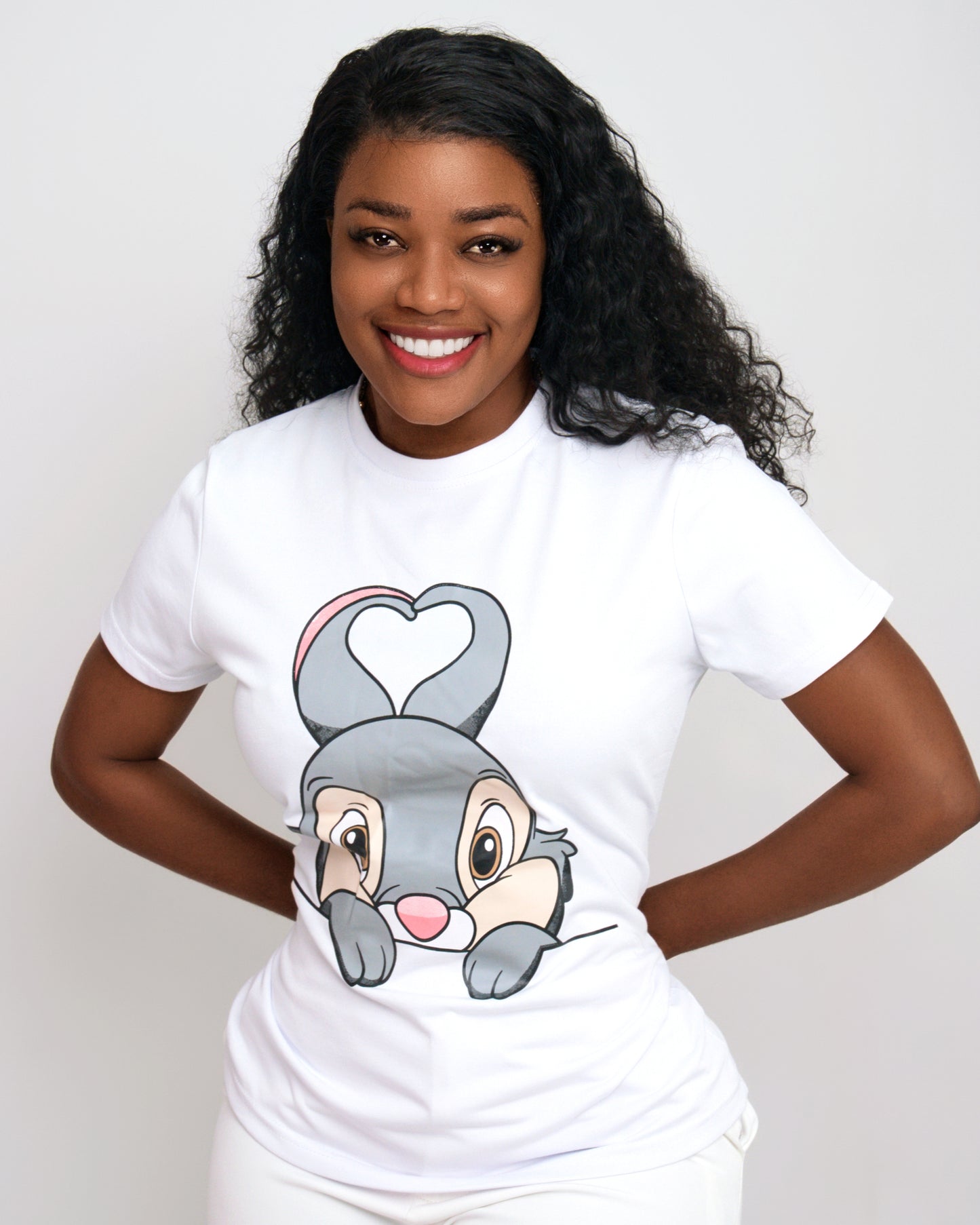 T-SHIRT FEMENINA COM MODELO COELHO ( KK35060)