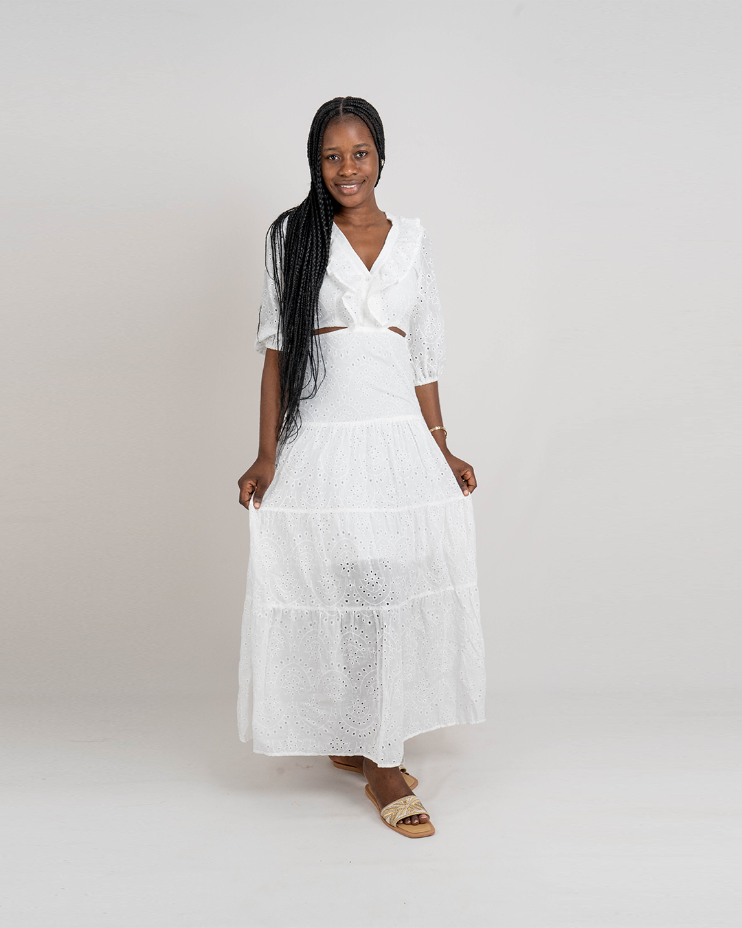 Vestido Comprido com Abertura na Barriga (Q-17917A)