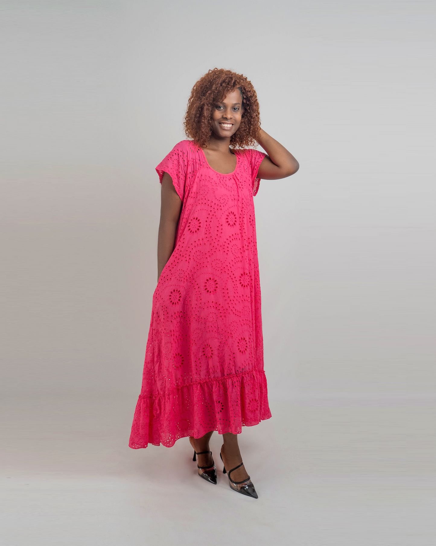 Vestido Comprido Bordado Inglês (Q-18018H)