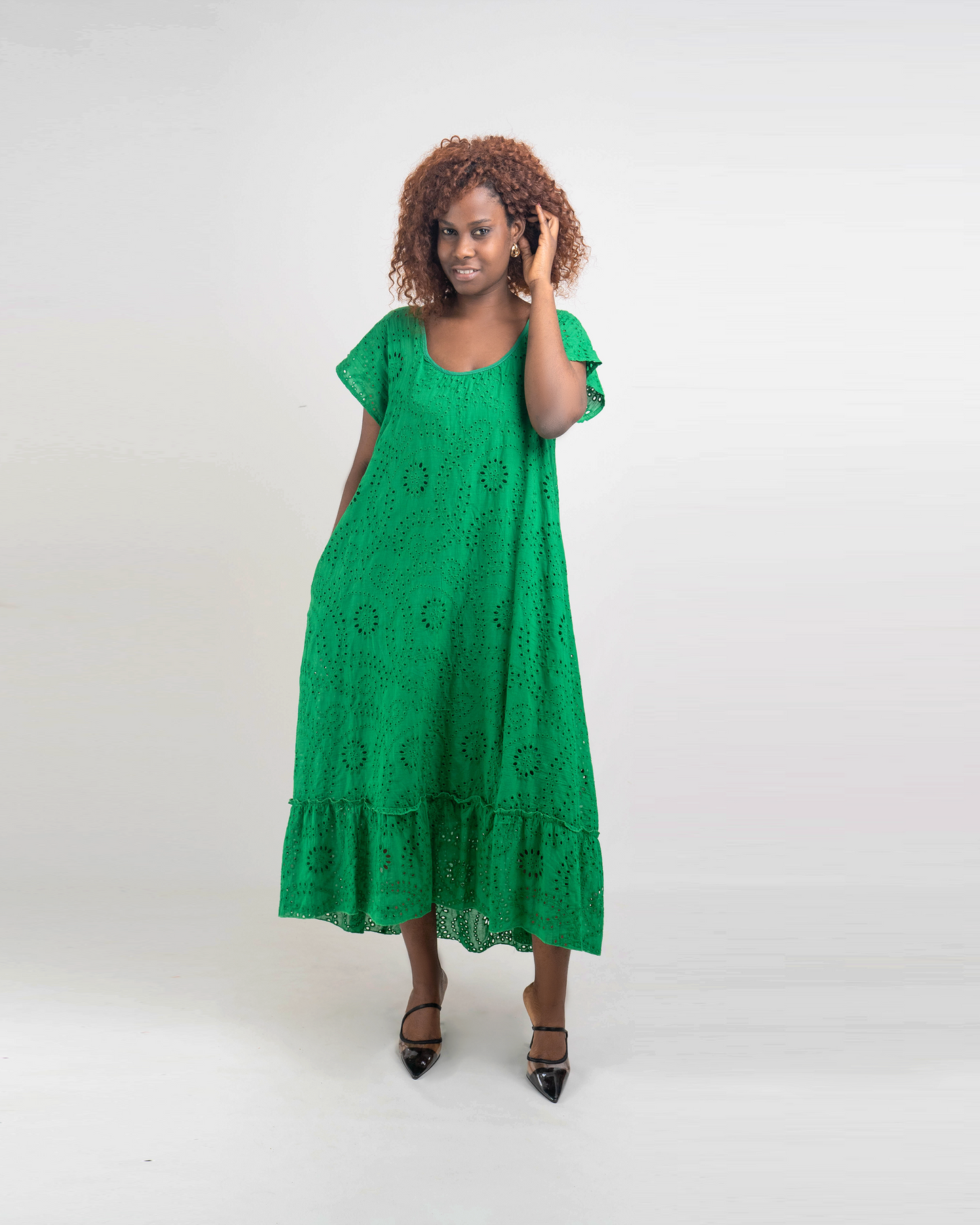 Vestido Comprido Bordado Inglês (Q-18018H)