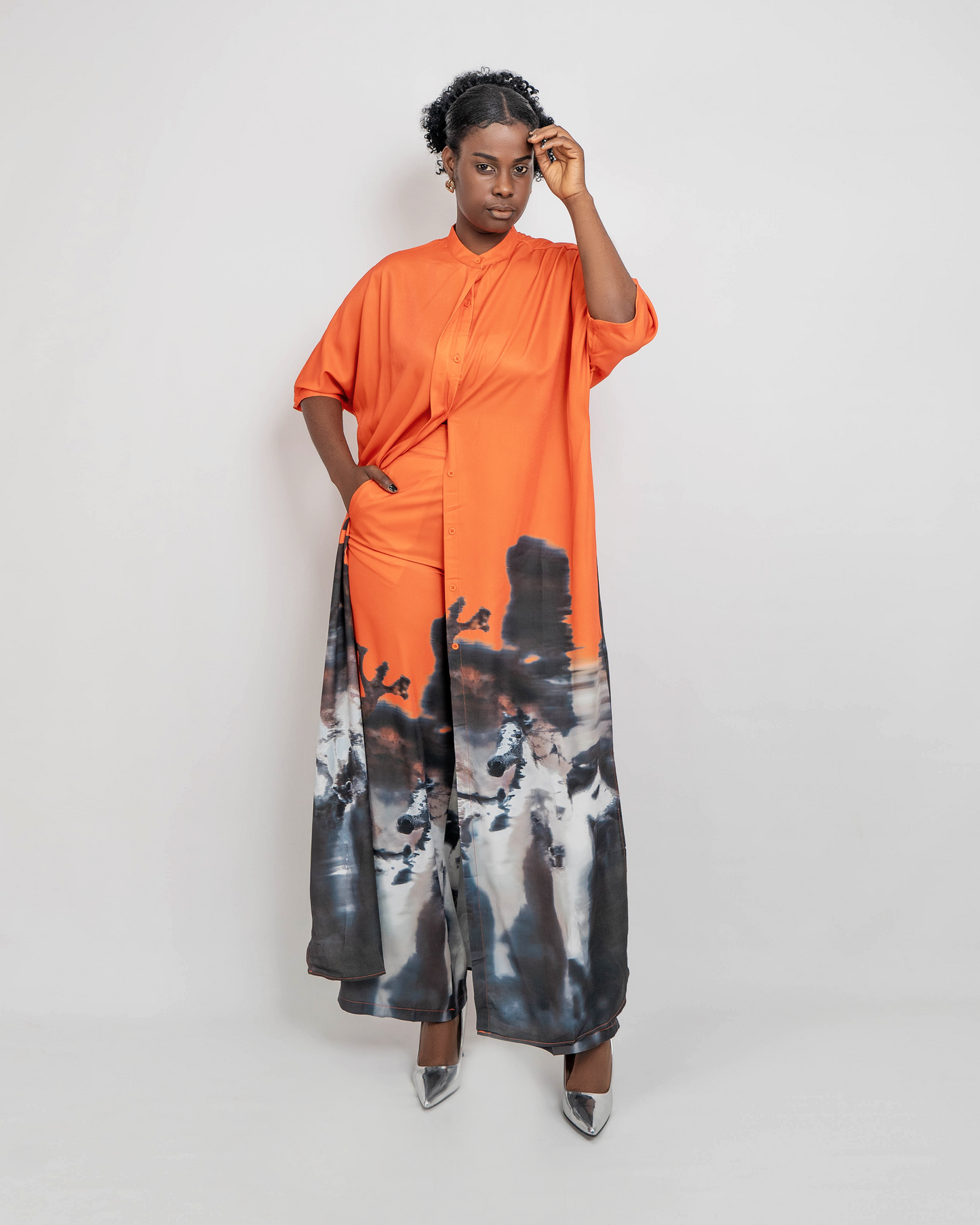 FATO DE PANTALONA E BATA ESTAMPADA (TZ-2597)