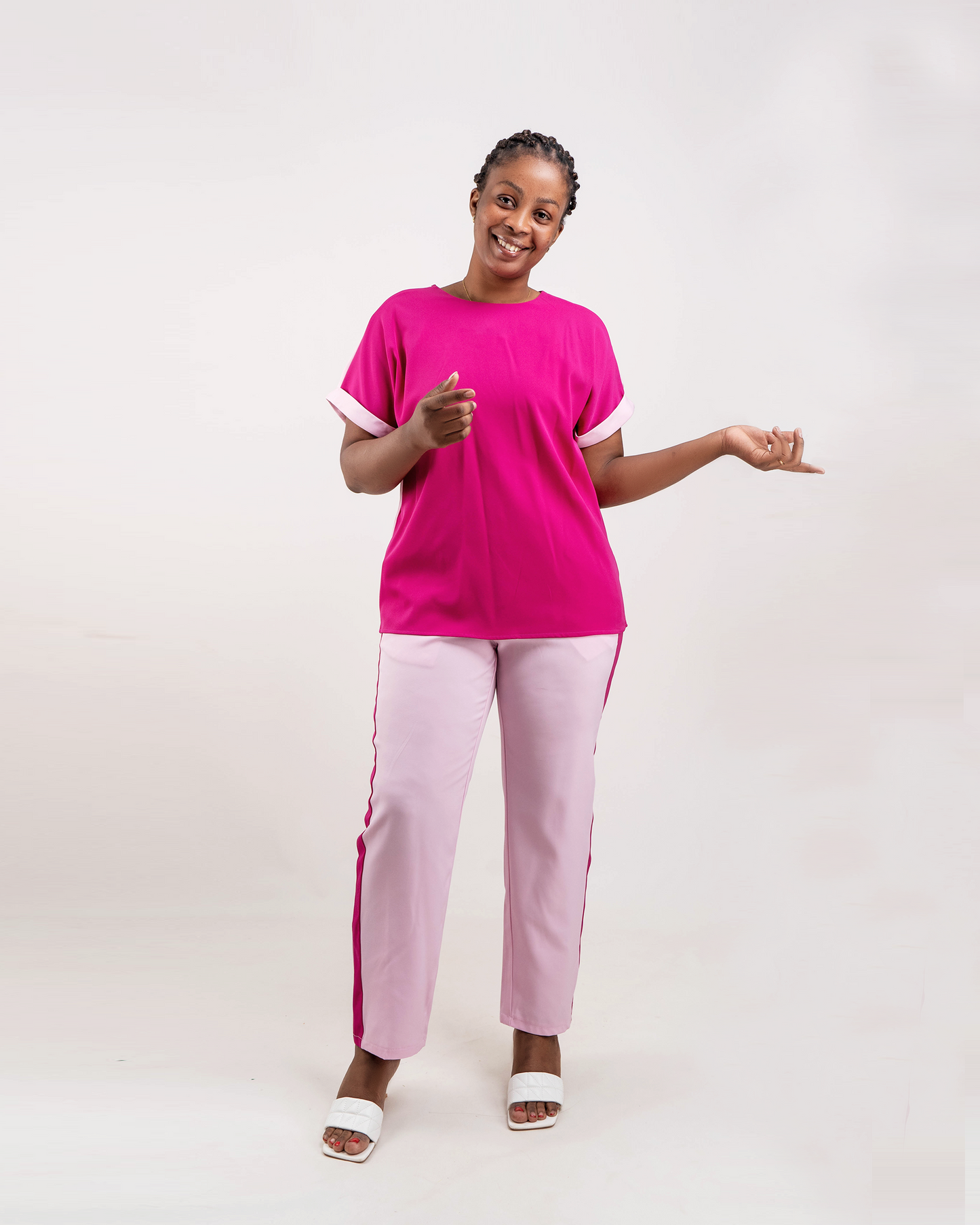 FATO DE PANTALONA COM BLUSA FINA DE DUAS CORES (TZ-3073)