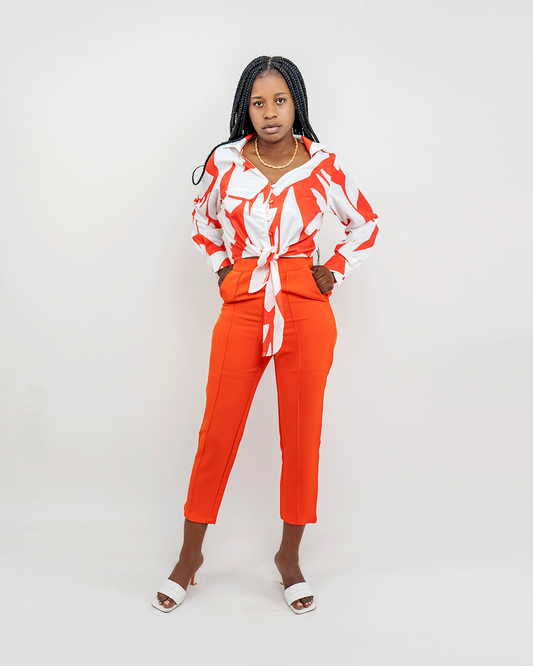 Fato de Calça com blusa estampada (TZ-3035)