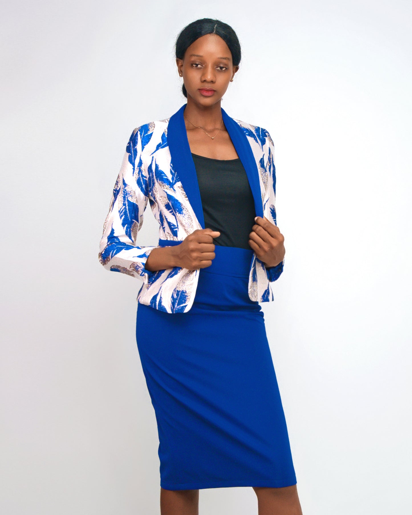 FATO SOCIAL DE SAIA E BLAIZE COM ESTAMPA DE FOLHAS (B-6440)
