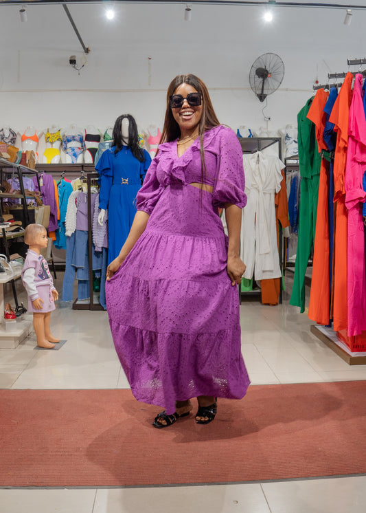 Vestido Comprido com Abertura na Barriga (Q-17917A)