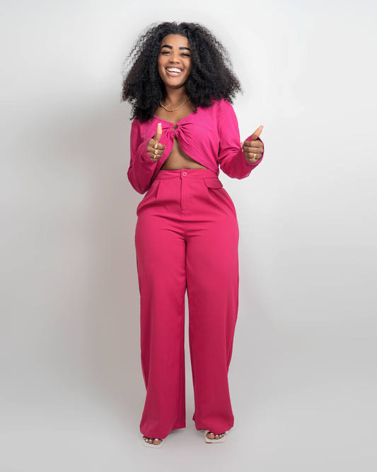 FATO DE PANTALONA COM BLUSA CURTA DE MANGA COMPRIDA (TZ-3062)