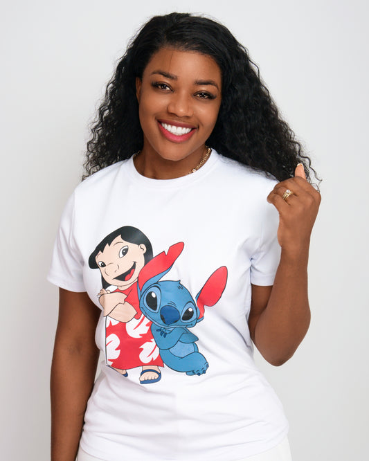 T-SHIRT FEMENINA COM MODELO  LILO E O STITCH   (KK35057)
