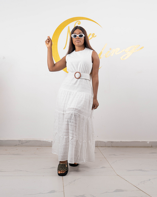 Vestido Comprido com Cinto (Q-18017A )
