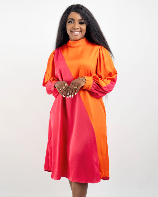 VESTIDO FINO DE DUAS CORES (Q-18058H)