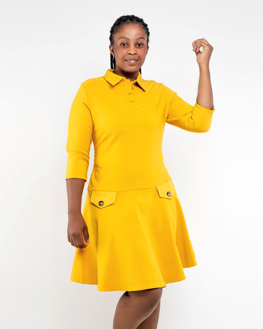 VESTIDO COLADO DE MANGA ATÉ AO CUTEVELO (Q-18114H)