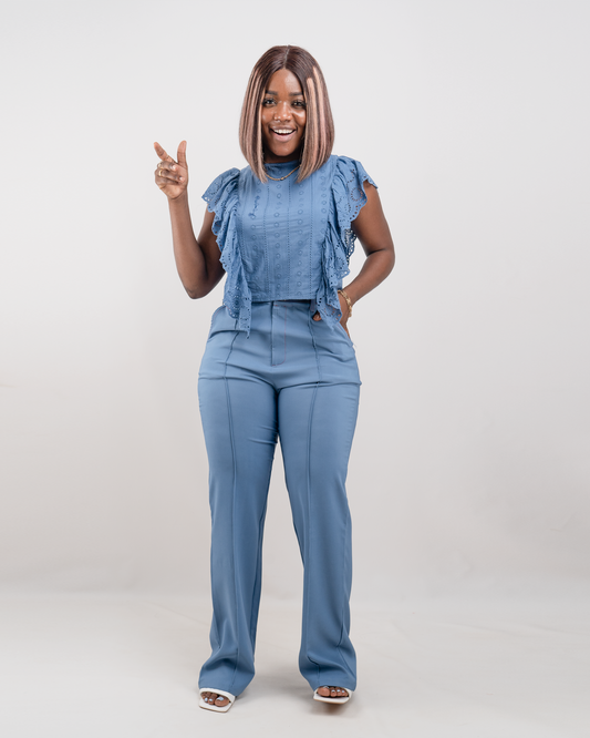 FATO DE PANTALONA COM BLUSA MANGA CAVADA BORDADO INGLÊS (TZ-2627)