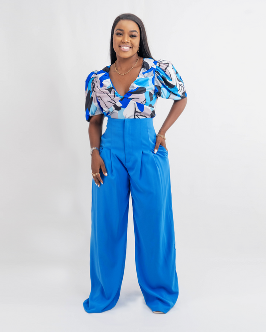 FATO DE BLUSA CURTA ESTAMPADA COM PANTALONA (TZ-3069)