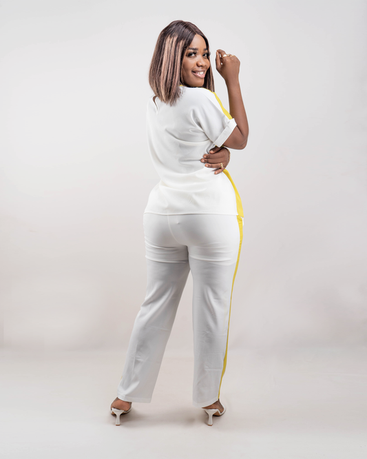 FATO DE PANTALONA COM BLUSA FINA DE DUAS CORES (TZ-3073)